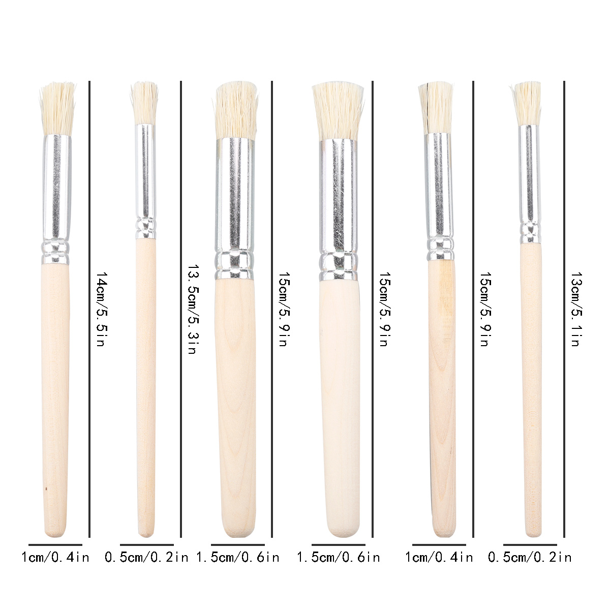  Stencil Brushes for Acrylic Paint, 6Pcs Wooden Handle Bristle  Brush Watercolor Paint Brushes Oil Painting Brush for DIY Crafts Card Making