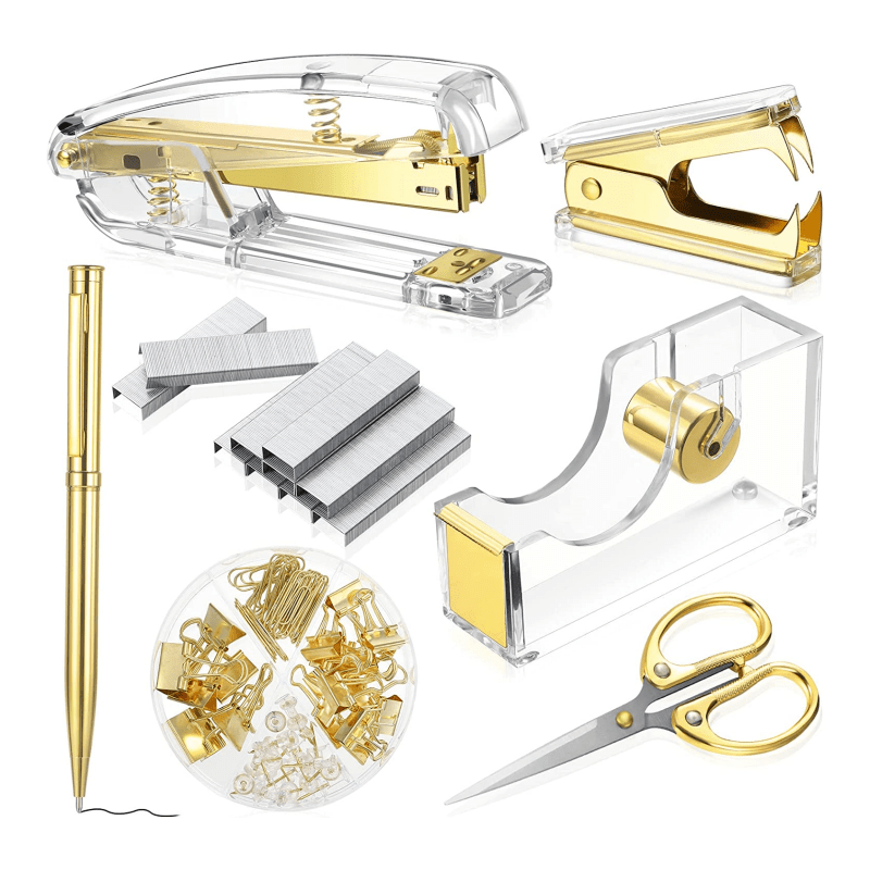 Rose Golden Desk Accessories Acrylic Stapler Staples Remover - Temu