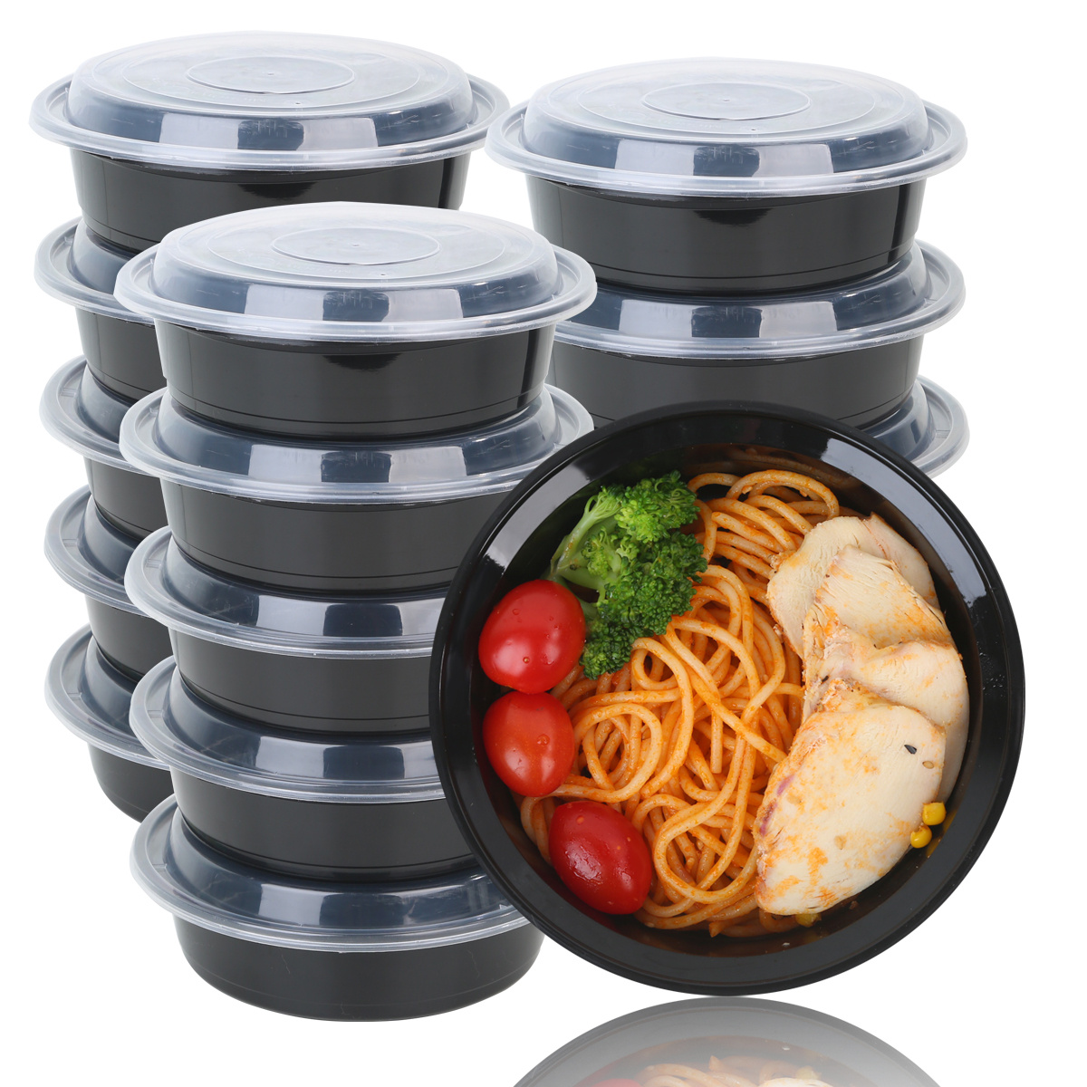 Disposable Food Containers With Lids Round Plastic Meal Prep Temu