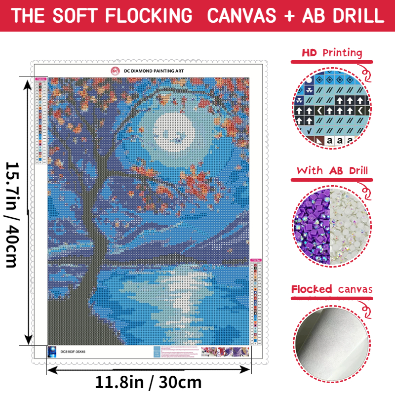 5D【Flocked Canvas】 【S&R Artificial Diamond + AB】 【Core 12*16in】【New Tools】  Large Size【Canvas 35*45cm】 CORE 30*40CM Decorative Painting DIY Sets Diamon