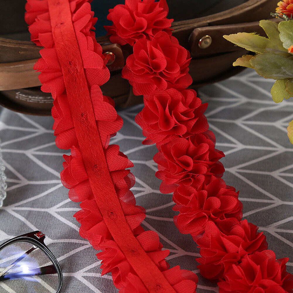 1 Yard 3d Chiffon Flower Lace Trim Wedding Dress Supplies