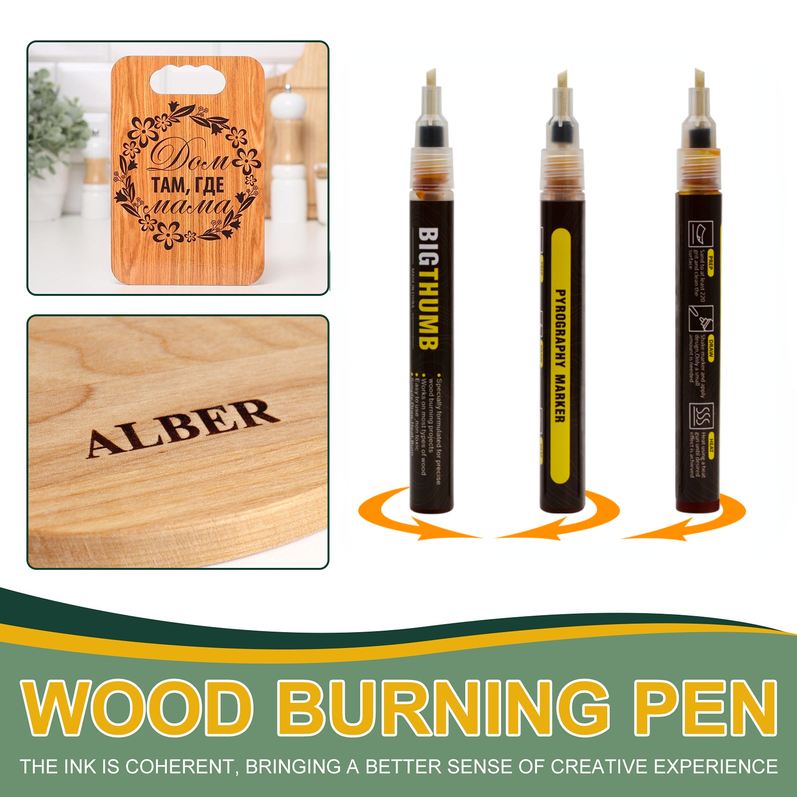 Scorch Marker High-Density Scorch Pen For Wood Burning 3 Pcs Wood Burning  Kit Craft Supplies DIY Pyrography Pen For Birch - AliExpress