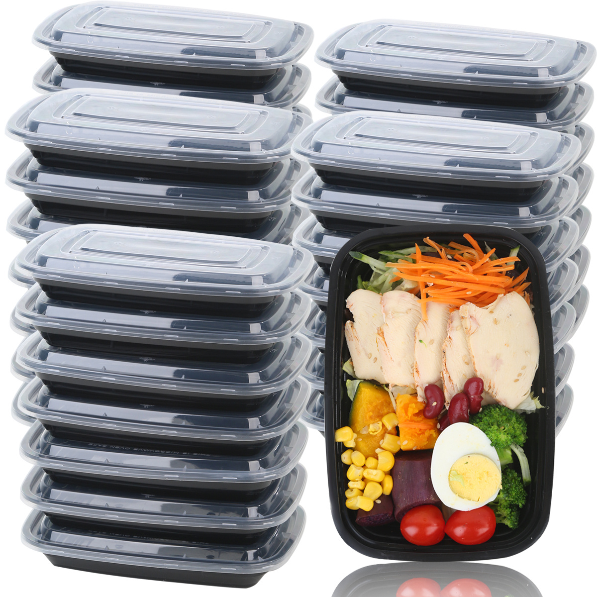 50PCS Meal Prep Plastic Food Containers With Lids 32 Oz. For Meal Prepping  Containers Reusable Microwave Freezer Dishwasher