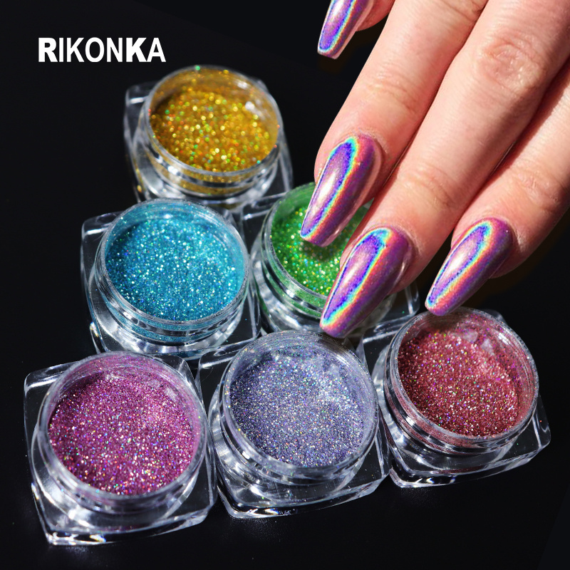 Magic Mirror Chrome Nail Powder Holographic Laser Silvery - Temu