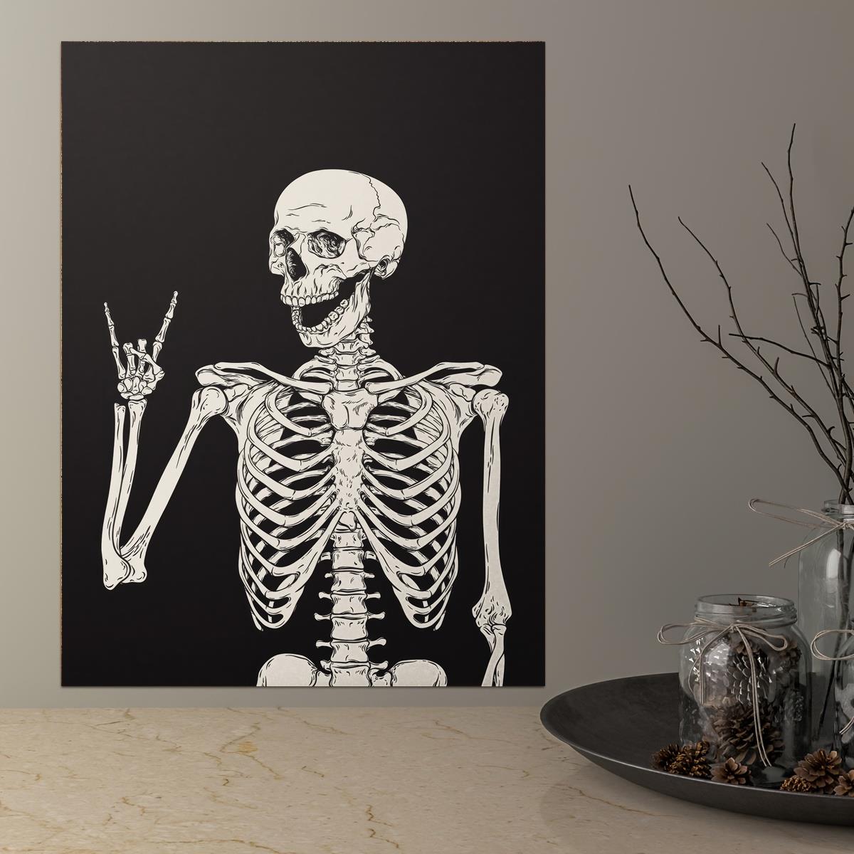 Art Canvas Poster Skeleton Smile Painting Canvas Skeleton Temu