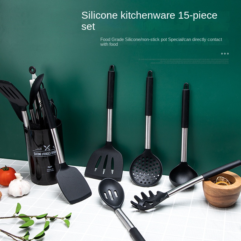 Non-stick Silicone Kitchen Utensil Set - Includes Slotted Spatula