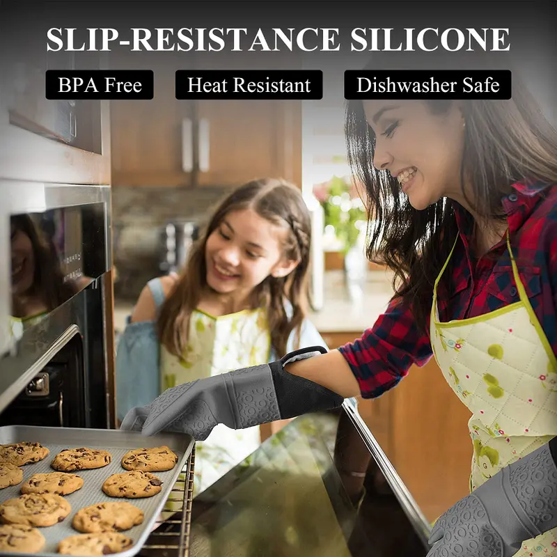 Silicone Oven Mitts And Pot Holders Set Extra Long Heat - Temu