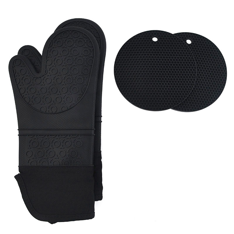 Silicone Oven Mitts And Pot Holders Set, Extra Long Heat Resistant