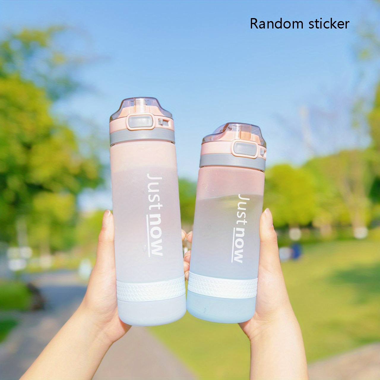 1pc Plastic Water Bottle, Minimalist Clear Letter Graphic Sport Water Bottle  For Outdoor