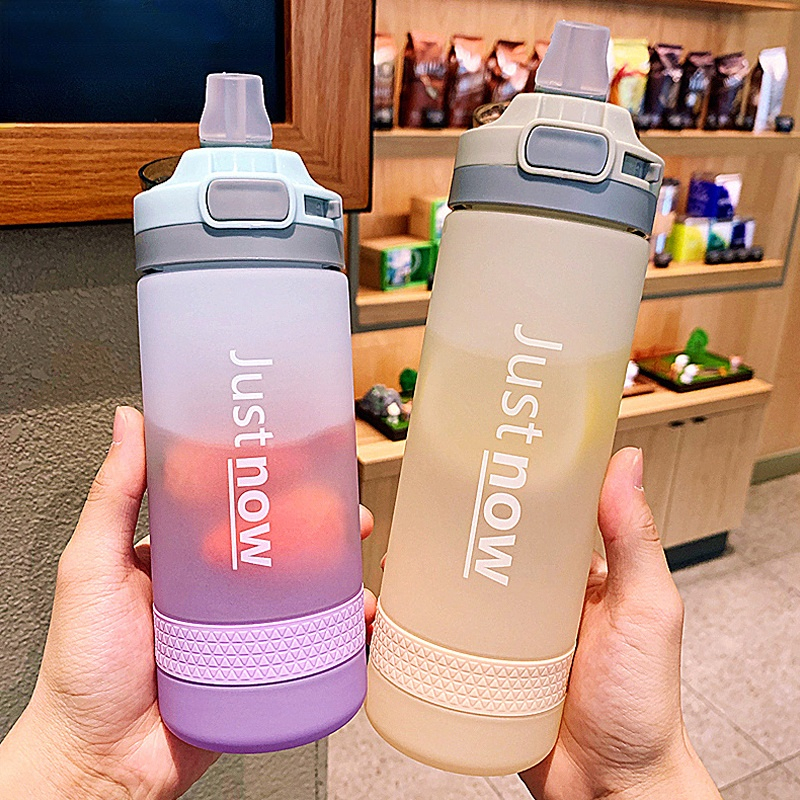 1pc Plastic Water Bottle, Minimalist Clear Letter Graphic Sport Water Bottle  For Outdoor