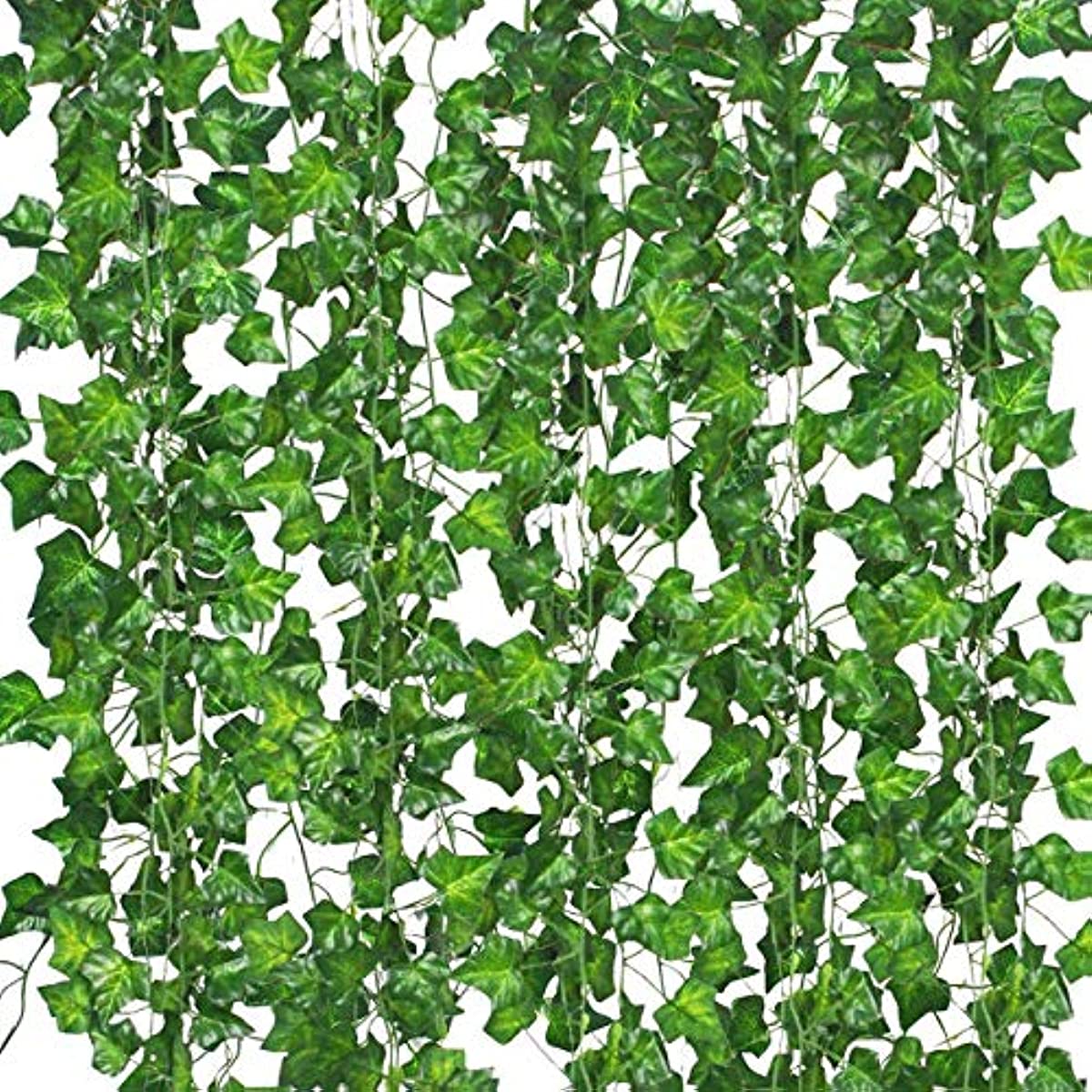 Comtelek 12 Pack Fake Vines for Room Decor Artificial Ivy Garland with Clip Green Flowers Hanging Plants Faux Greenery Leaves Bedroom Aesthetic Decor