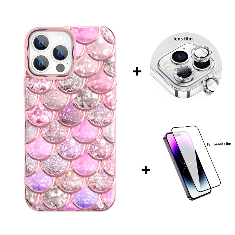 Cute 3d Mermaid Case With Camera Lens Protector Compatible With Iphone 14  14 Pro 14pro Max - Cell Phones & Accessories - Temu