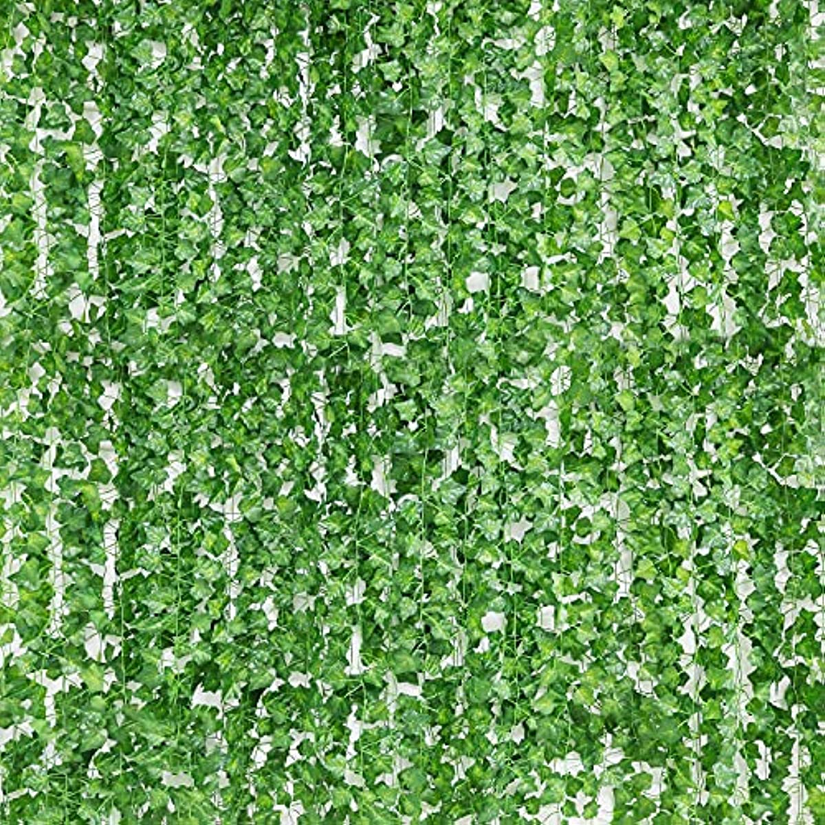 12/ 24/36pcs 25.6/51.21/76.81meter - Fake Leaves, Artificial Ivy Garland, Hanging Vines - Vine Plants with Cable Tie - Fake Ivy for Wedding Party Garden Greenery Decor Outdoor Indoor Wall Decoration, Best for Christmas, Perfect for Thanksgiving