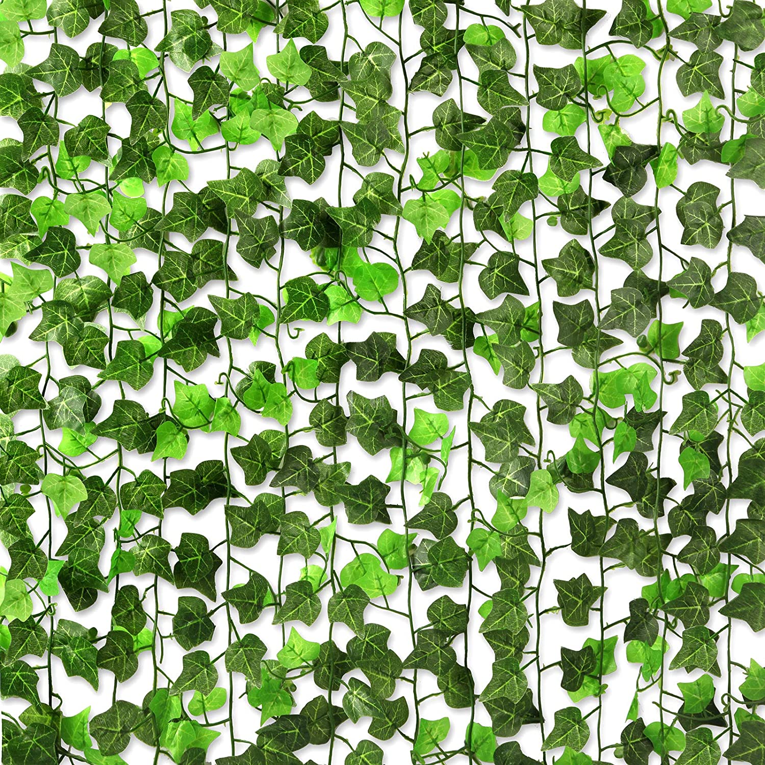 12 Piece Set Artificial Ivy Leaves Vines Foliage Garland, Faux