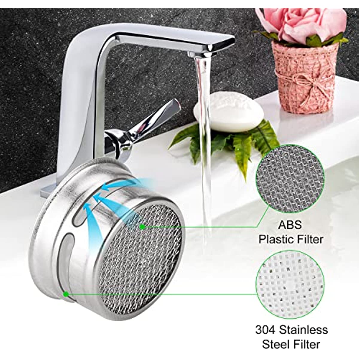 Wasserhahn Belüfter M24, 3 Stück Filter Wasserhahn Zubehör Diffusor Wasserhahn  Filter mit Dichtung für Küche und Bad