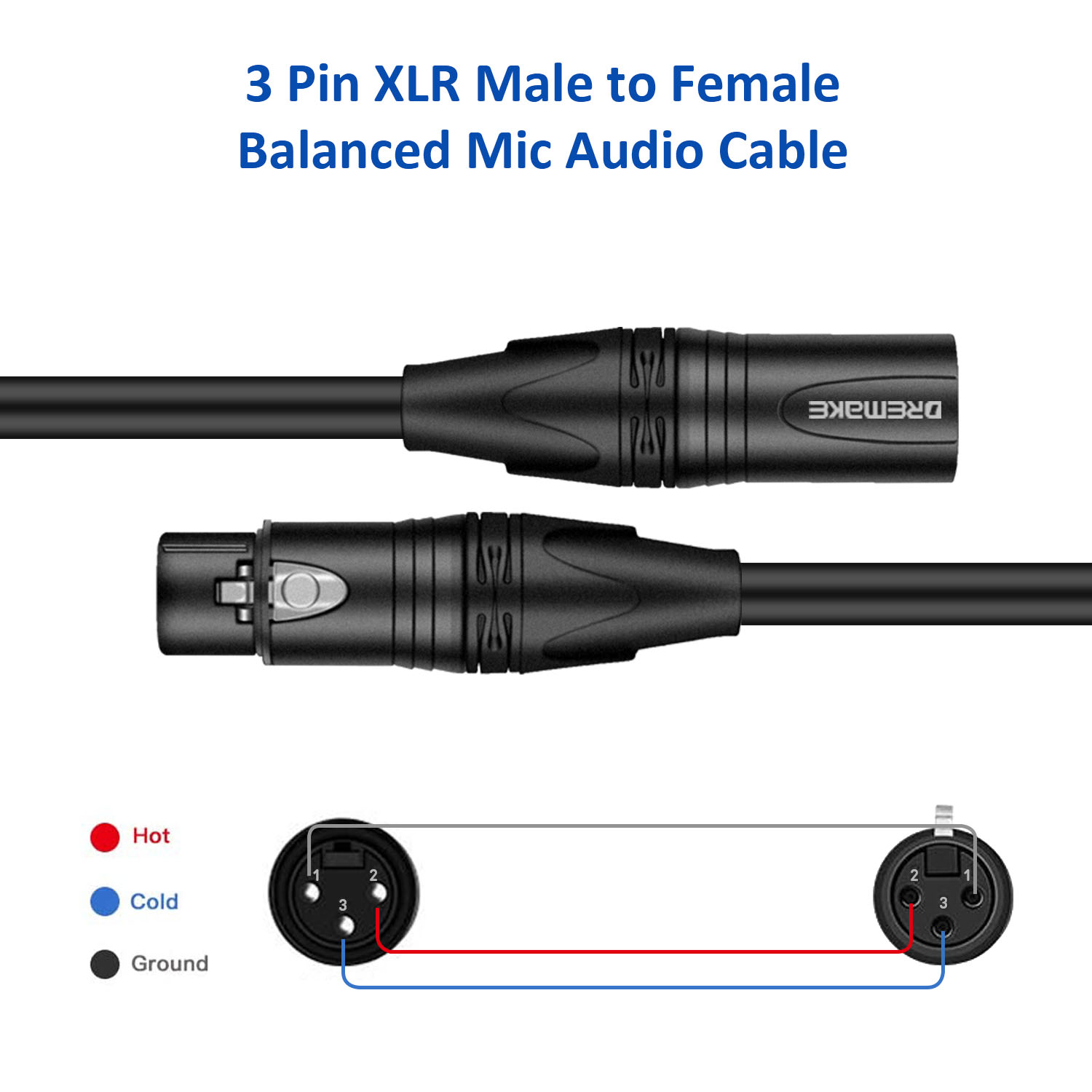 2 cables de micrófono de 25 pies, par de cables de micrófono/XLR a XLR,  cable XLR macho a XLR hembra de 25 pies, cables de serpiente equilibrados