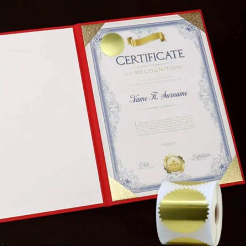 100pcs Gold Metallic Certificate Seals - Embossed Foil Stickers with  Scallop Edge for Notary Seals & Self-Adhesive Stickers