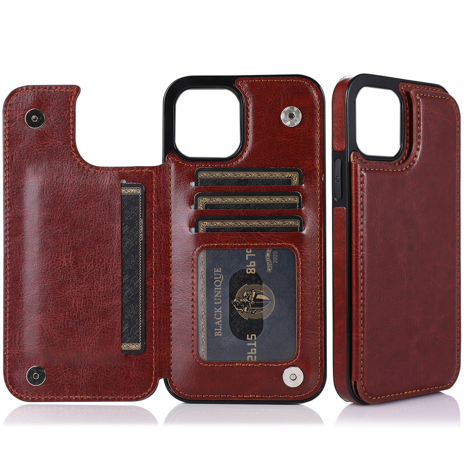 Apple Étui de télephone portefeuille Leather Folio pour Apple iPhone 11 Pro Max - Aubergine