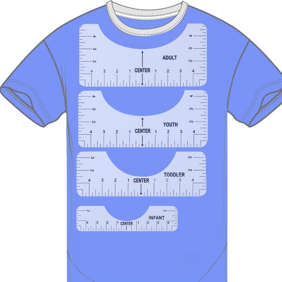 8Pcs/Set T-shirt Ruler Guide Vinyl Alignment Tool, T Shirt