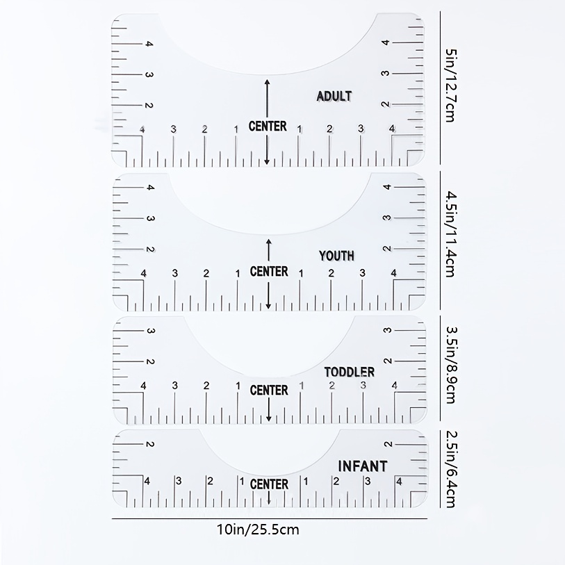 8pcs T-shirt Ruler Guide Size Chart T-shirt Guide T-shirt