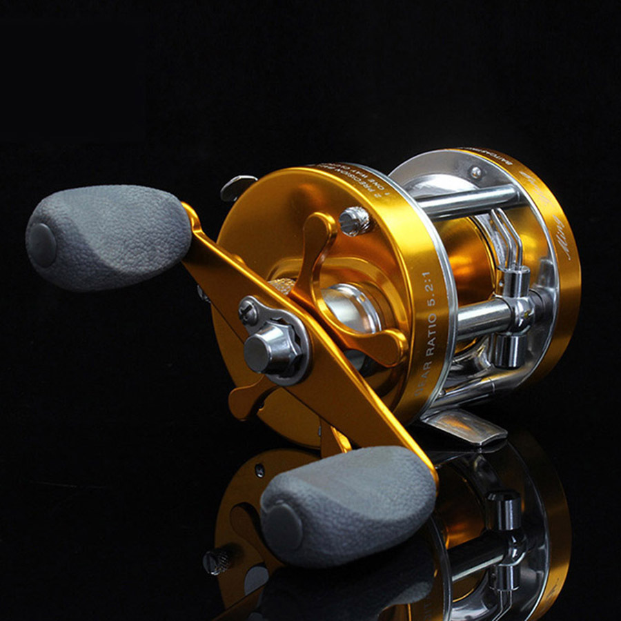 Round Baitcasting Reel, Trolling Reel, 5.2:1 Gear Ratios Lure