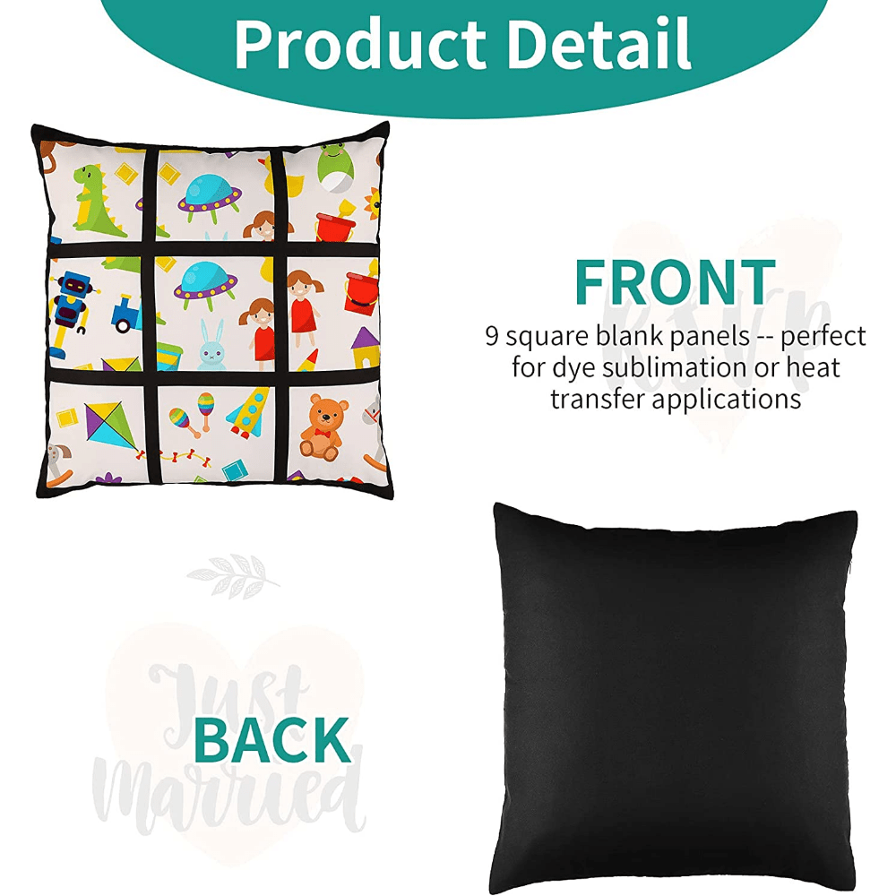 Sublimation Blank Panel Pillow Case,Sofa Couch Bedroom Home Decor,15.7x15.7inch,Car Armchair Throw Cushion Cover 13 Grids