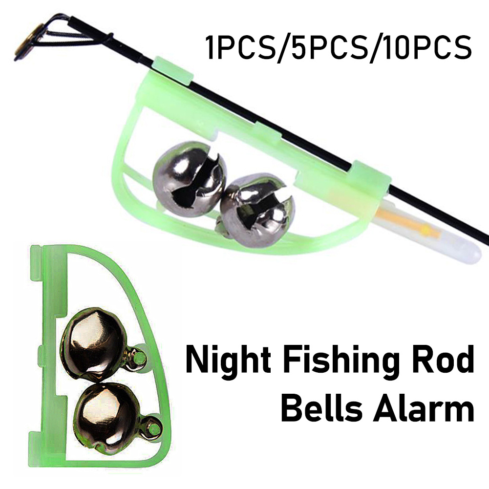 1/5PCS Luminous Dual Bell Clip Night Fishing Tool Fishing Rod Bite Alarm  Bow Bell Fishing Accessories
