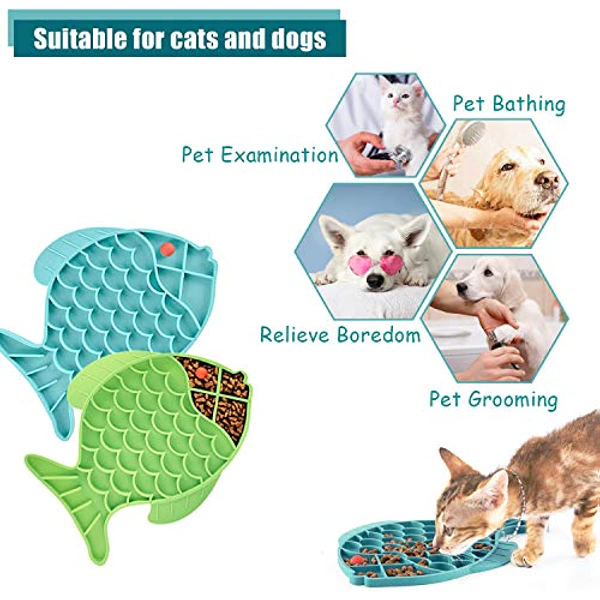 2 Pcs Big Pet Licking Mat for Dogs and Cats - Dog Lick Mat with Suction  Cups - Cat & Dog Slow Feeder Mat for Healthy Digestion, Anxiety and Stress  Relief 