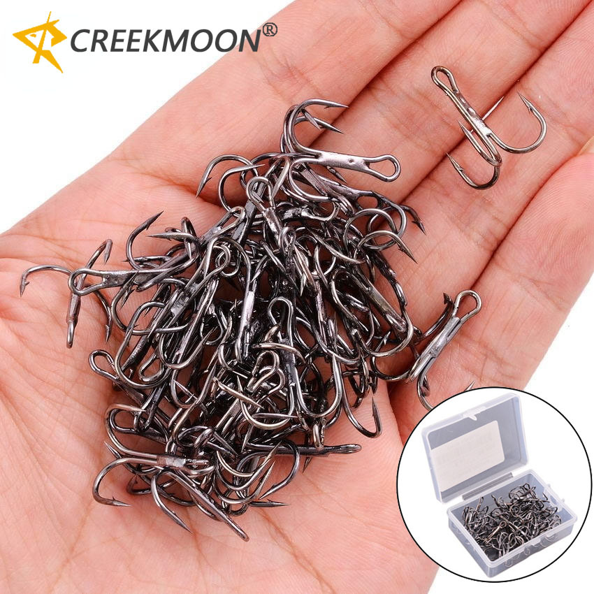 

50pc/lot High Carbon Steel Treble Hooks For Fishing - 1/2/4/6/8/10/12/14# - Strong And Durable Fishing Tackle
