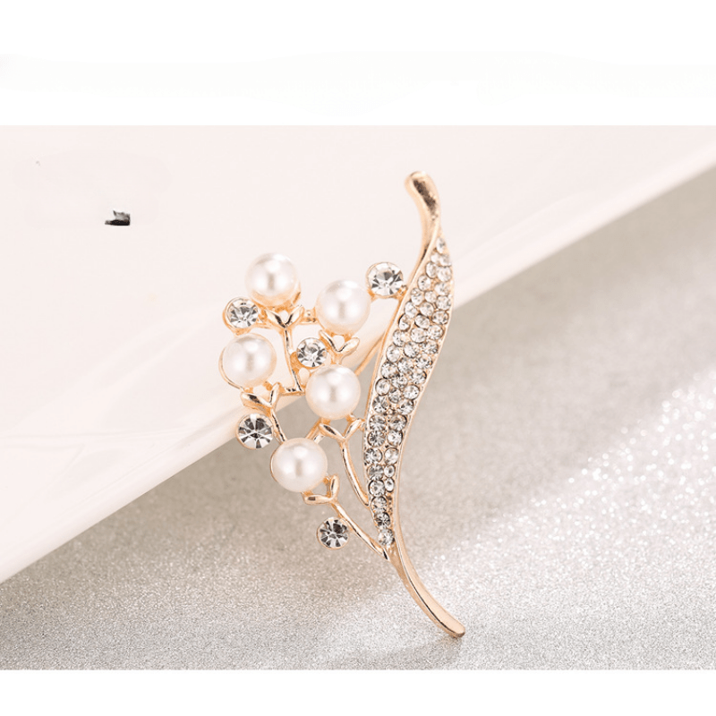 Broche Flor Pin Estético Perlas Falsas Diamantes Imitación - Temu