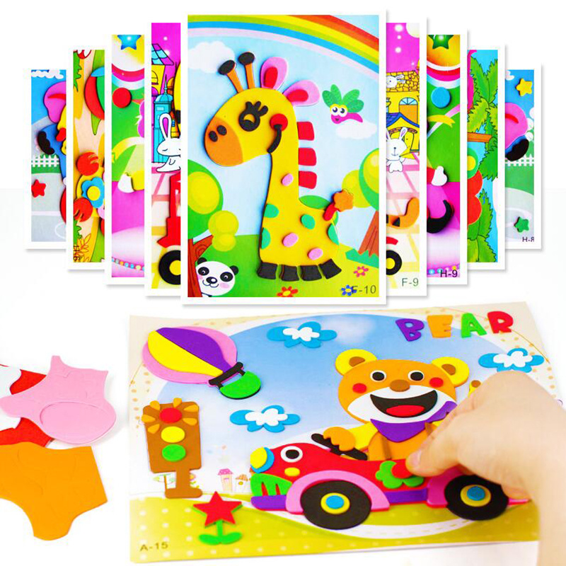 Jeu d'autocollants de puzzle bricolage pour enfants, 12