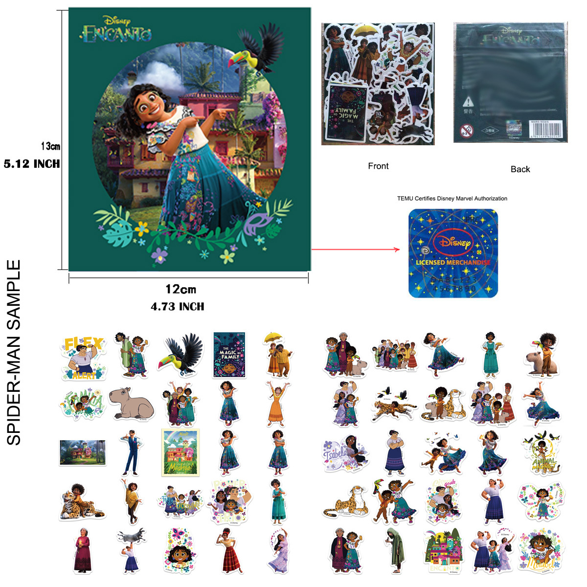 Encanto Stickers Disney Mirabel Madrigals Cartoon Movie Decal Pack
