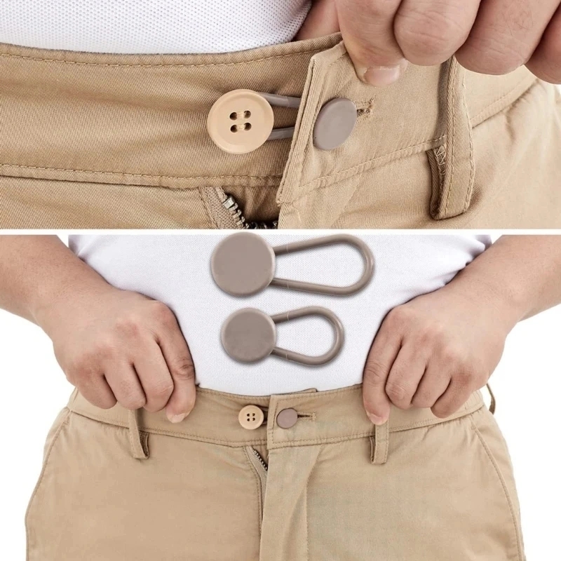 2PCS Pants Waist Extension Button Rubber Adjustment for Men and Women