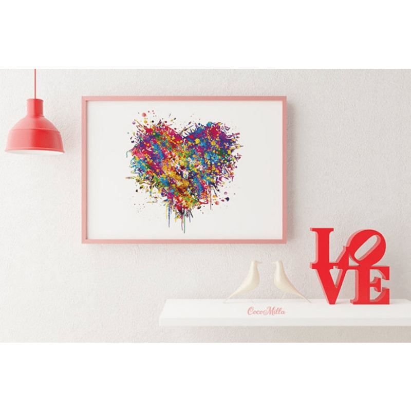 Canvas Poster Watercolor Hearts Valentine Art Poster Wall - Temu