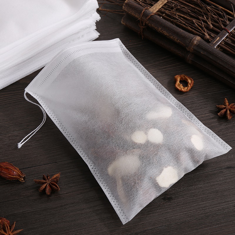 50 bolsas de té desechables, bolsas de filtro transparentes para infusor de  té con cordón, sellado curativo, bolsas de té vacías de nailon de grado