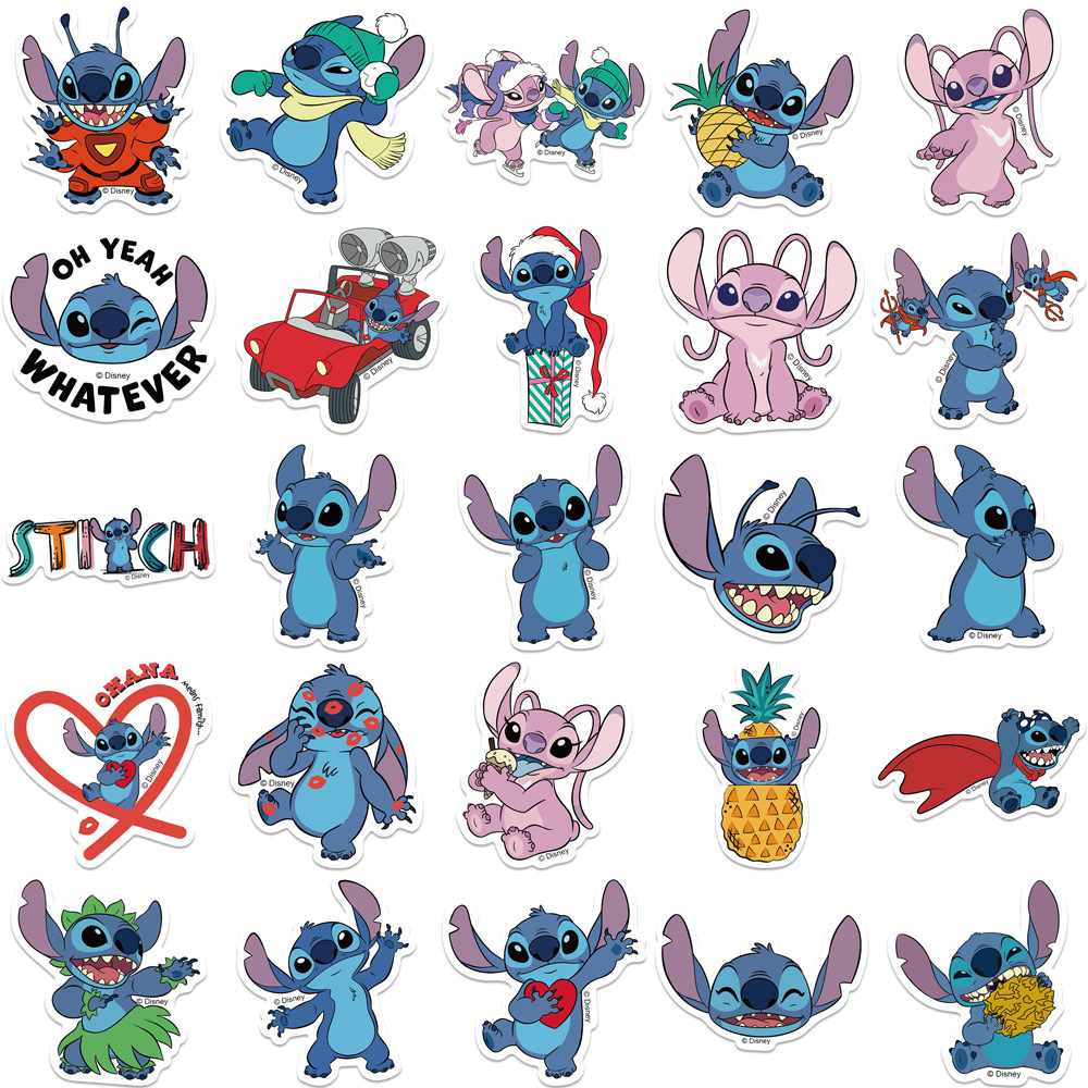 *** Stitch 50 Pezzi Adesivi Pack Merchandise Originale Carino Colorato  Impermeabile Per Bottiglie D'acqua Skateboard E Quaderni, Laptop Come  Regalo Di