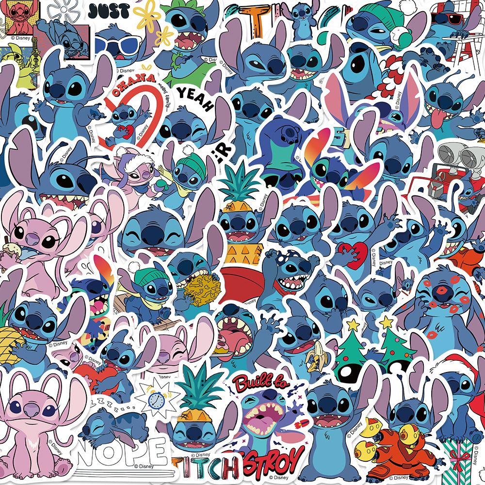 

Disney Stitch 50pcs Stickers Pack Merchandise Original Cute Colorful Waterproof For Water Bottles Skateboards & Notebooks, Laptop As Halloween/christmas Gift