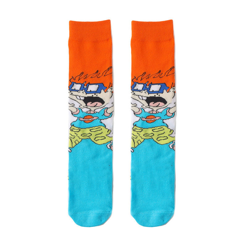 Calcetines divertidos de dibujos animados para hombre, paquete de 5  unidades, coloridos locos y lindos personajes, de algodón, novedosos  calcetines