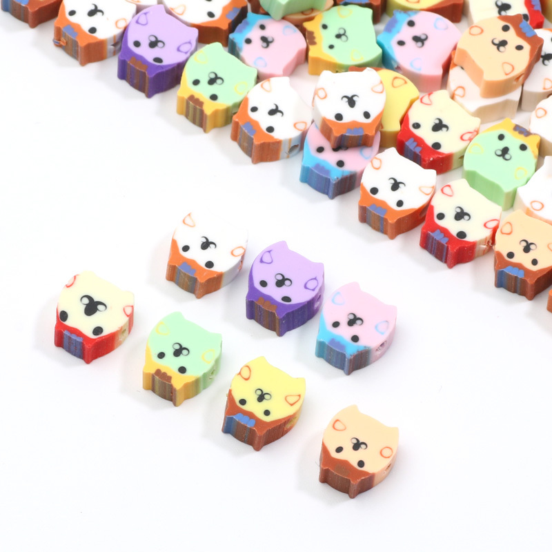 30pcs 9x10mm Multi Color Cute Dog Polymer Clay Beads For Jewelry Making  Necklaces Bracelet Diy Accessories