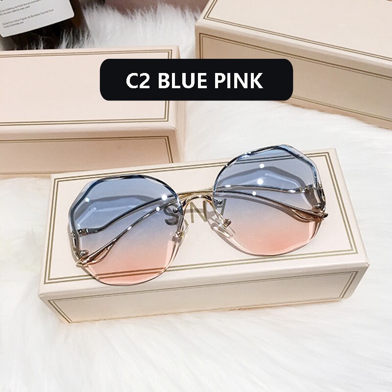 1pair Women Chain Decor Geometric Frame Sunglasses For Decoration