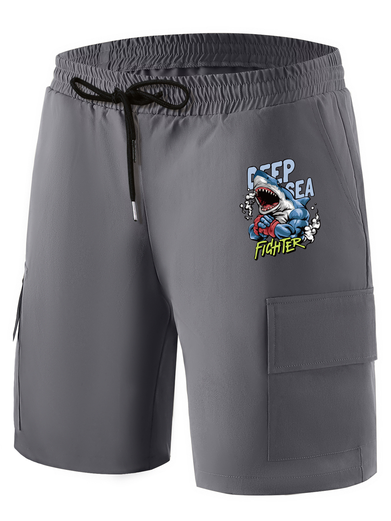 Heart Mountain Boxing Shark Pattern Cargo Shorts Men s Casual Pocket