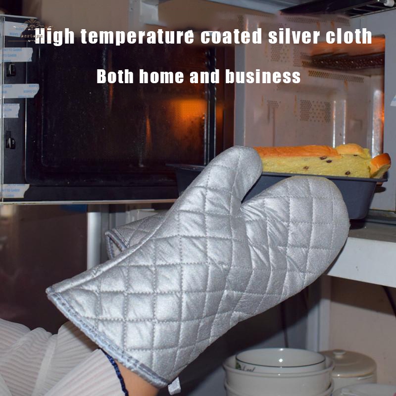 Kitchen Coated Silver Thickened High Temperature Resistant Heat Insulation  Gloves Anti-scald Baking Oven Gloves - Temu