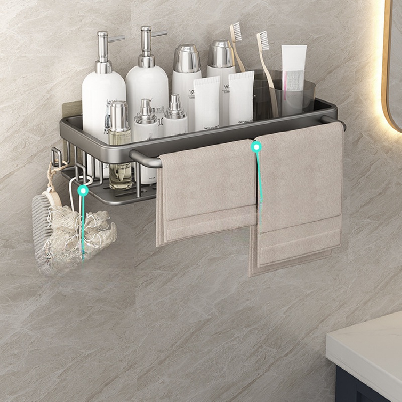 1pc Mensola Da Parete Bianca, Mensola Da Bagno, Vassoio Da Bagno Senza  Fori, Organizzatore Da Bagno Con Porta Asciugamani Per WC, Accessori Da  Bagno