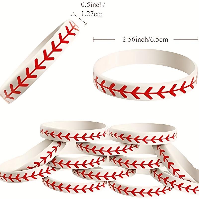 1pc Baseball Themed Pattern Wristbands, Silicone Sports Bracelets for School Competition,Temu