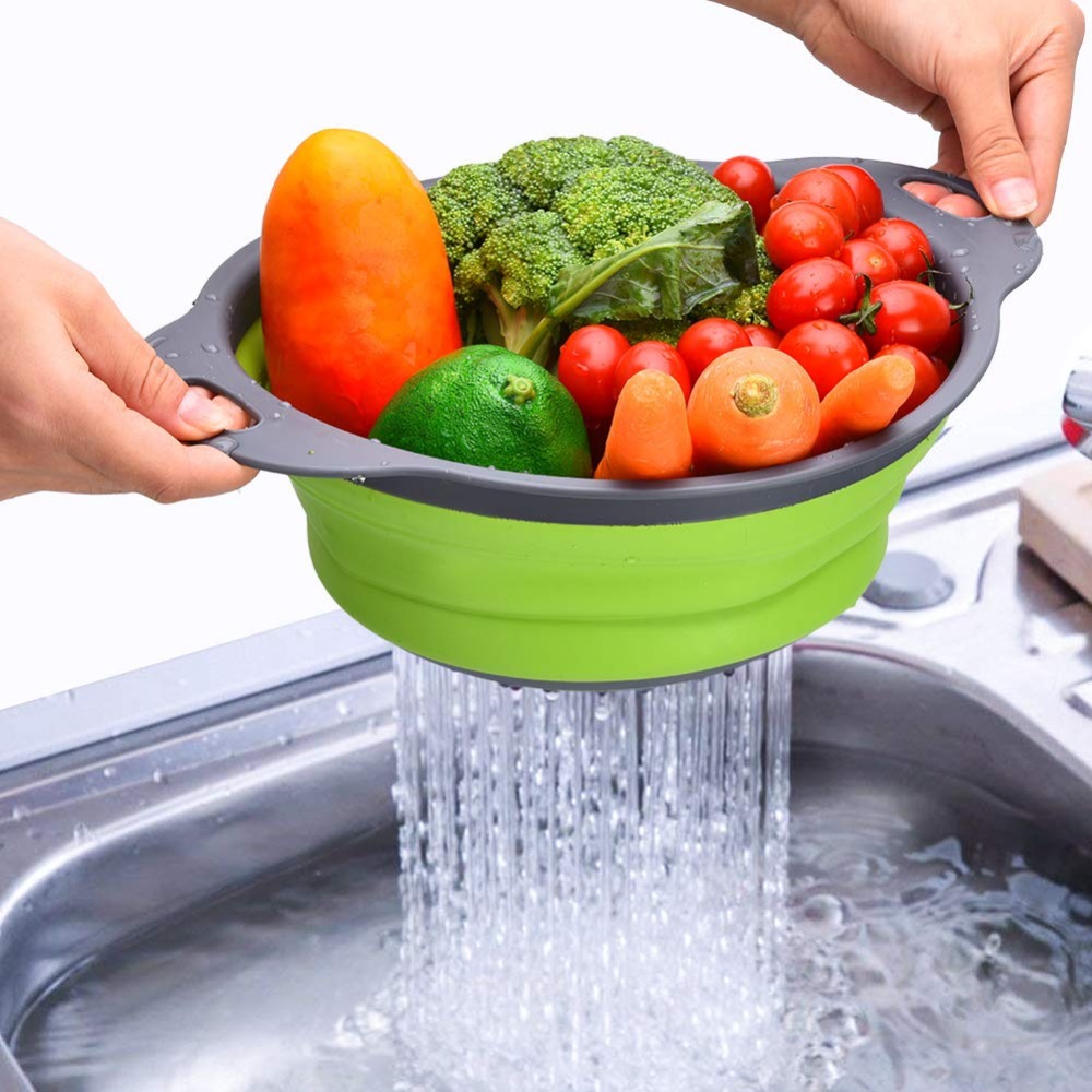 Silicone Colander, Foldable Silicone Colander, Vegetable Washing Basket  Strainer,household Fruit Washing Basket Strainer, Kitchen Sink Folding  Round Drain Basket, Fruit And Vegetable Basket, Kitchen Accessaries - Temu