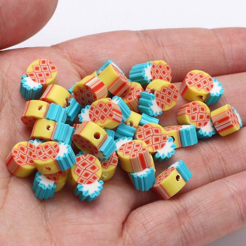 Mini Fruit Pineapple Yellow Loose Clay Beads Diy Jewelry - Temu