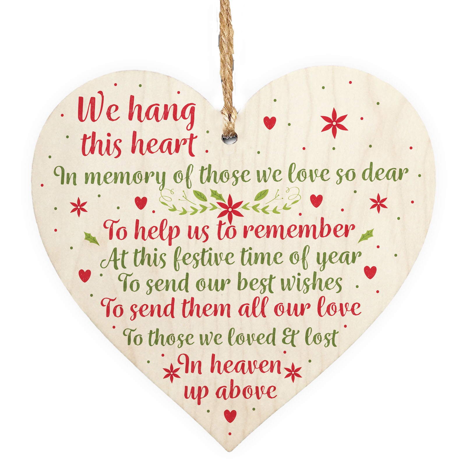 

1pc/2pcs, Mum Dad Nan Memorial Christmas Tree Bauble Wood Hanging Heart Xmas Decoration