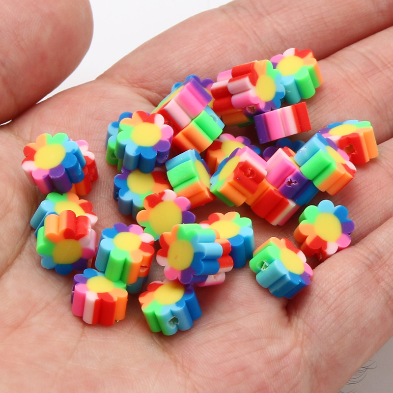 Polymer Clay Beads Round Spacer Flower Beads For Artificial - Temu