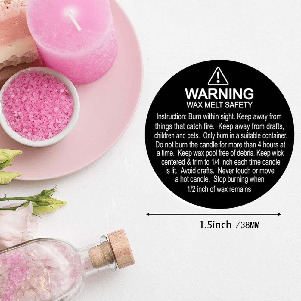 Candle Warning Labels 1.5 inch Candle Jar Container Stickers，504 Pcs  Waterproof Candle Safety Labels Sticker Decal for Candle Jars,Tins and  Votives