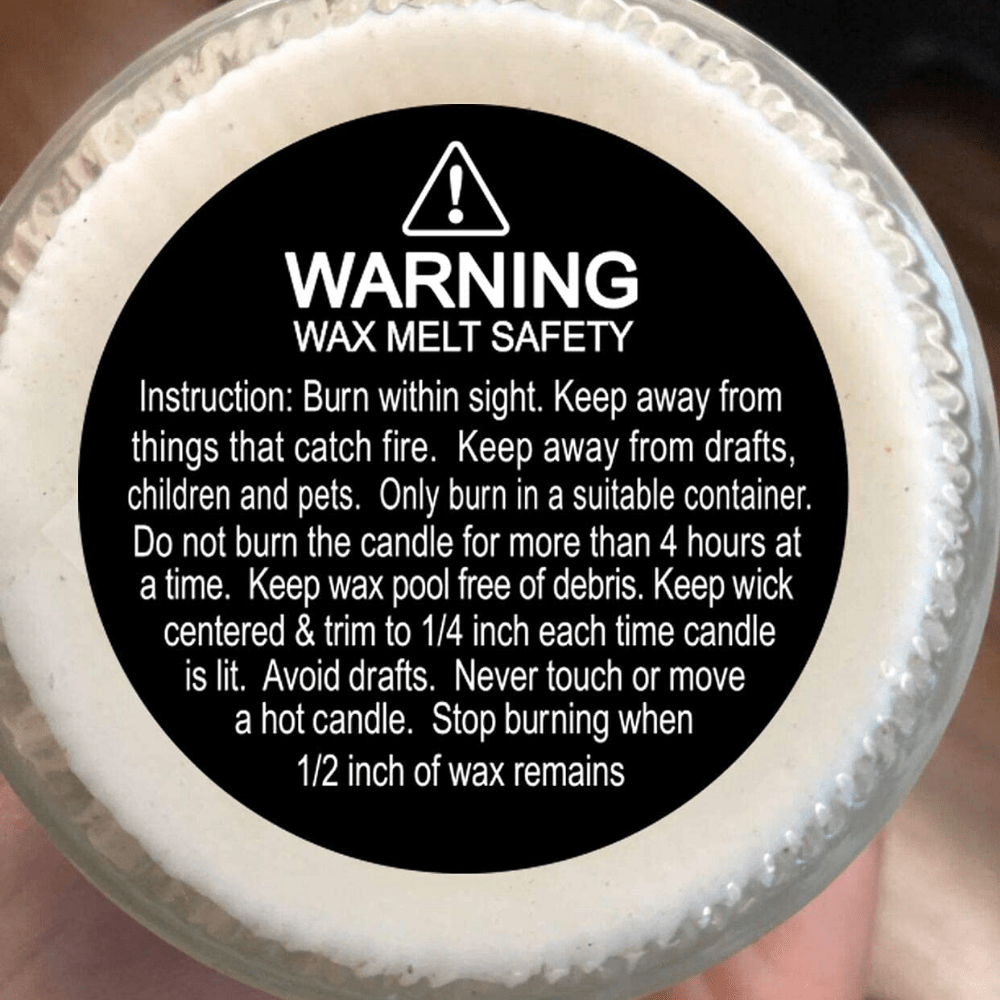 35mm Round White Candle Safety Warning Stickers/Labels